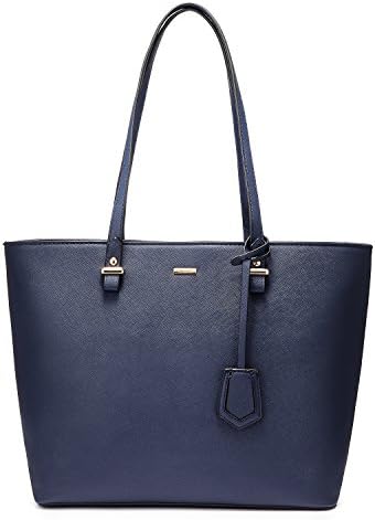 LOVEVOOK Women Leather Handbags Purses Designer Tote Shoulder Bag Top Handle Bag for Daily Work Travel Navy Blue