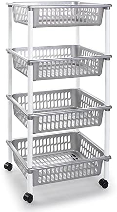 Plastic Forte – 4 Tier Silver Wheeled Vegetable Bowl