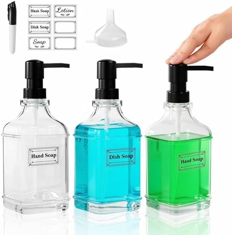 3 Pack Glass Soap Dispenser wi...