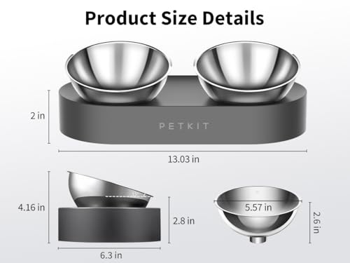 PETKIT 304 Stainless Steel Elevated Cat Bowls&Dog Bowls,Raised Cat Food and Water Bowl Set, Non-Slip, Anti Vomiting 15°Tilted Cat Small Animal Plate - Image 4
