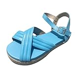 Material superior: hecho de piel sintética de alta calidad, respetuoso con el medio ambiente y cómodo. Sandalias de mujer elegantes, plataforma en bloque, cómodas, con correas, con plataforma, tacón de cuña, estilo vintage, para verano, playa, retro, planas, con estrás, abiertas, informales, para el hogar, para mujer, moda, diamante brillante, planas, para la casa, para la noche, con puntera abierta
