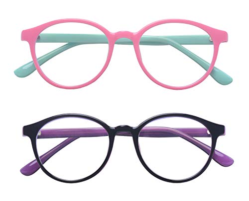 Image of Square Blue Light Blocking Glasses 2 Pack for Kids Clear Computer Blocking Glasses For Boys Girls Age 3-12
