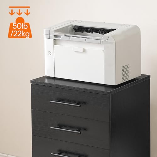 Image of HOOBRO 5-Drawer File Cabinet, Office Cabinet with Drawers, Wooden Storage Cabinet with Wheels for Makeup, Home Office, Study, Easy Assembly, Black BK05WJ01