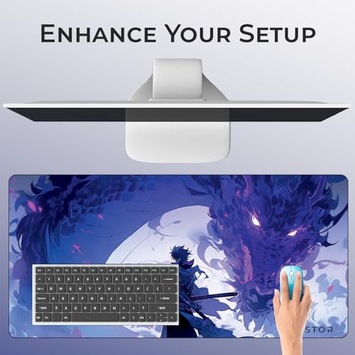 Image of BESTOR Anime Series DragonWarrior Anime Mouse pad with Anti-fray Stitching, Waterproof Surface & Non-Slip Rubber Base Stitched Edges Gaming Mouse Mat for Laptop (60cmx34cm)