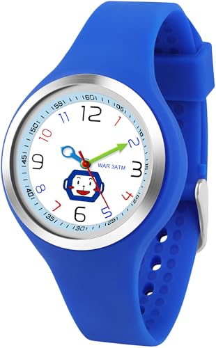 Kids Watch for Boys Girls Ages 4-15, Analog Quartz Watch with Soft TPU Band，30M Waterproof Outdoor Sports Watches，Learning Time Children Teenager Watches