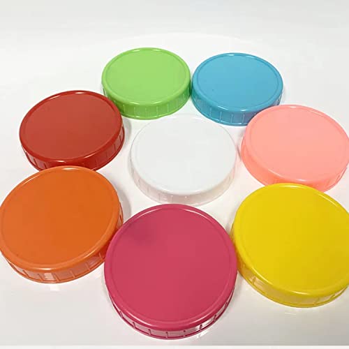 Mason Jar Lids - Compatible With Ball, Kerr, And Other Brands - Vibrant Colored Plastic Caps For Canning And Storage Jars - Airtight And Spill-Proof - Pack Of 8 (Wide Mouth - 3.38In) #TOP6
