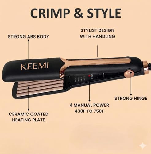 Image of KEEMI Premium Professional AT-458C Hair Crimping Styler Machine A1 (Gold)