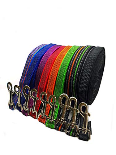Schleppleine Hundeleine gummiert 1m - 40m / 20mm breit/für mittlere und große Hunde mit/ohne Handschlaufe Fährtenleine/Übungsleine (5m OHNE Handschlaufe, Schwarz gummiert)