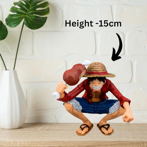 Image of Blue Aura Monkey D Luffy Action Figure Height -13cm Multicolour PVC Figurine | Luffy Smiling Big Size