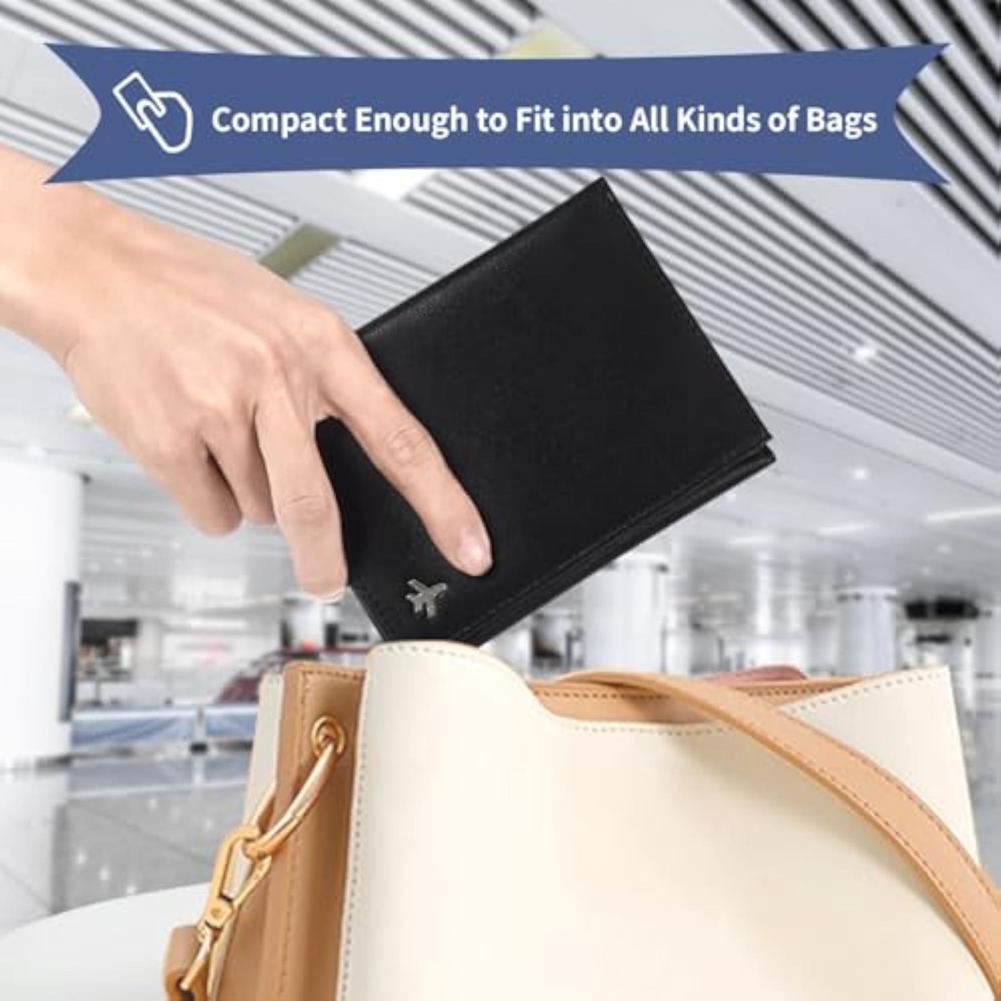 Genuine Leather Pilot Wallet Passport Holder, Black