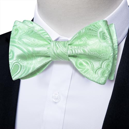 Image of DiBanGu Mens Silk Self Bow Tie Set 4PCS for Tuxedo Wedding