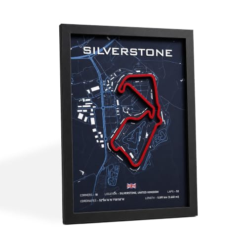Image of CodersParadise Silverstone Racing Circuit 3D Wall Art Frame | Motorsport Track Map Wall Decor | Racing-Inspired Wall Hanging for Bedroom, Gaming Room, Office, Garage & Home Decoration