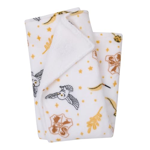 Image of Warner Brothers Harry Potter White, Gold, and Tan Super Soft Sherpa Baby Blanket
