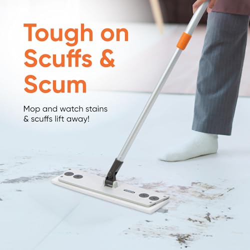 Image of Superio Miracle Mop with 3 Magic Eraser Refils - Melamine Sponge Replacements- Telescopic Handle, Velcro Mop Head, Chemical-Free Cleaning for Tile, Vinyl, Marble, Stone