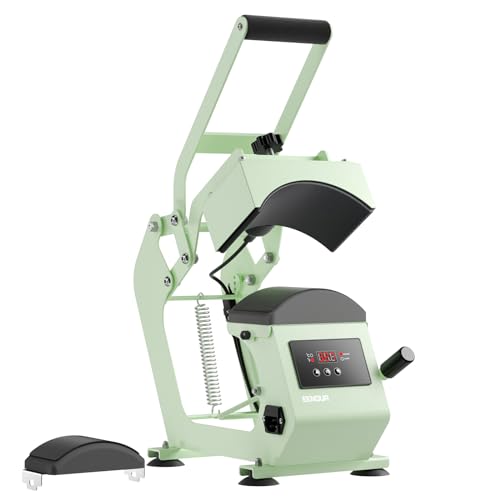 Hat Press Heat Machine for Caps with 2 Platens, Precise Temp&Timer Control, Hat Heat Press with Timer Auto Starter, Sublimation Hat Press for Trucker Hat & Iron on Vinyl, Heat Transfer (Light Green)