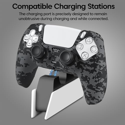 Image of Sounce Anti Slip Silicone Controller Accessories Compatible with PS5 Wireless Controller Protective Grip Skin with Thumb Grip Caps and Joystick Protectors Kit for Enhanced Control and protection(Grey)
