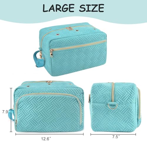 crochet bag organizer yarn storage organizer yarn holder for crochet with adjustable shoulder straps knitting bag for crocheting crochet hook case gifts for crocheters blue