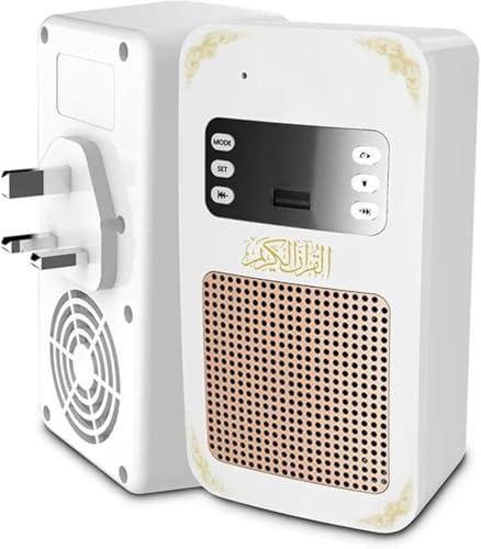 Bluetooth Quran Wall Speaker with LED Light Wireless Islamic Audio Speaker with Pre-Loaded Recitations Remote Control Wall-Mountable USB Playback 10W Holy Surround Sound for Home & Prayer