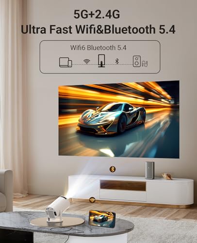 Image of Mini Projector with WiFi and Bluetooth, Built-in App,1080P Supported Portable Movie Projector, 130 inch Display Home Theater Video Projector, Compatible with TV Stick, HDMI, USB, Smartphone, and Laptop