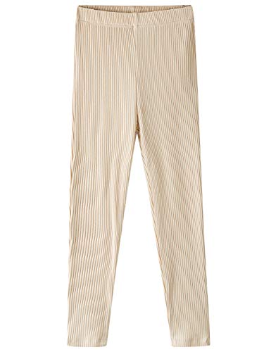 Noomelfish Girls Basic Ribbed Leggings Kids Cotton Kint Footless Full Length Tights Pants (2-14 Years)