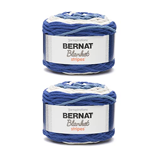 Image of Bernat Blanket Stripes Cape Cod Yarn - 2 Pack of 300g /10.5oz - Polyester - 6 Super Bulky - 220 Yards - Knitting, Crocheting & Crafts, Chunky Chenille Yarn