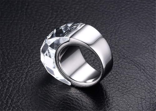 Image of HIJONES Men Women Stainless Steel Cubic Zirconia Royal Crystal Rings Wrap Band Cocktail Style