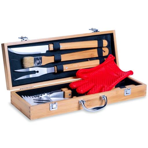 Miniatura 7 de EngraveMyMemories - Juego de parrilla de barbacoa de 11 piezas, estuche de viaje de madera de arce, regalos hechos a mano