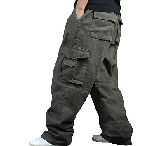 HAORUN Men Plus Size Cargo Trousers Outdoor Dance Pants Loose Baggy Hip Hop Pocket