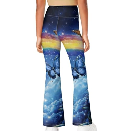 Image of Girls Leggings Floral Print High-Waisted Flared Pants 5-14 Years