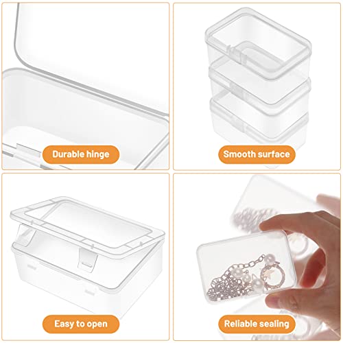 Image of Mathtoxyz Small Bead Organizers and Storage, Clear Rectangle Bead Holder Plastic Cases Transparent Boxes for Nail DIY Craft Making Jewelry Battery Screw