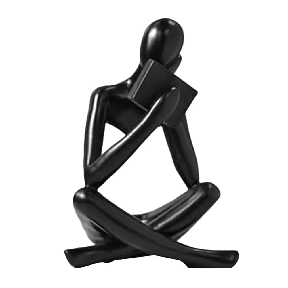 CTRLZS Thinkers Sculptures,Black Thinkers Resin Statue Reading Ornament,Thinkers Sculpture Decoration, Modern Book Decor A