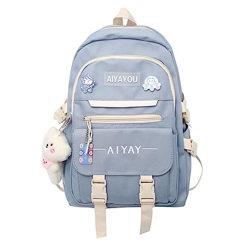 Cute Backpack Kawaii Backpack for School Aesthetic Backpack Kawaii School Supplies Cute Backpacks with Accessories (Blue)…
