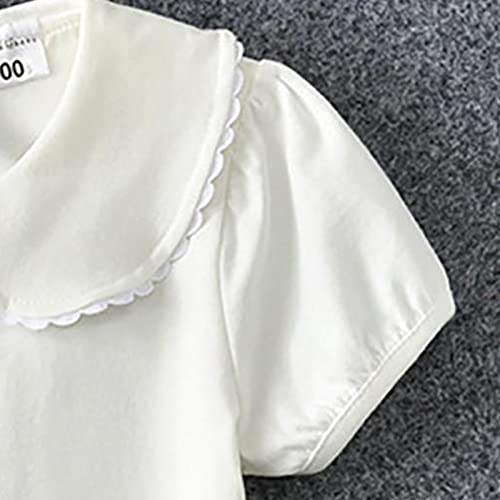 Girls Bubble Sleeves T Shirts Girls' Basic Short Puff Sleeve Round Neck Cotton Basic Casual T-Shirt Pullover Tops4