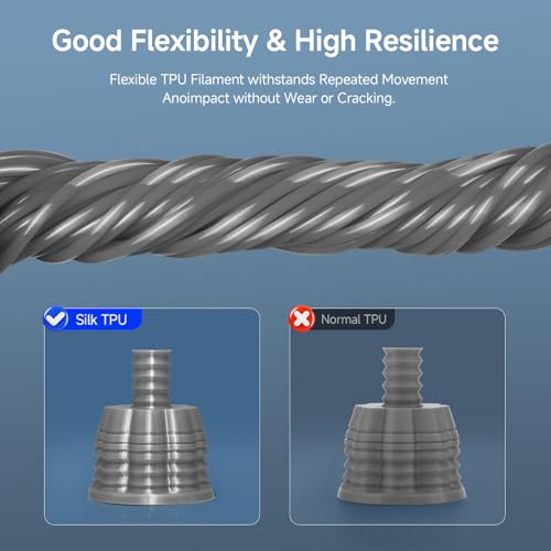 Image of Reprapper Silk TPU Filament, 95A Shore Hardness, 1kg TPU 1.75mm, Elastic 3D Printer Filament, Flexible & Soft Filament for 3D Printer (± 0.03mm) 2.2lb, Grey