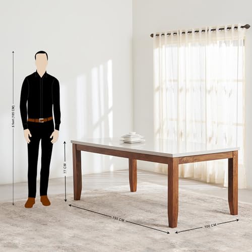 Image of Home Centre | Giza 8-Seater Dining Table | Faux Marble Top | Composite Marble Top | Grey | 1 Year Warranty