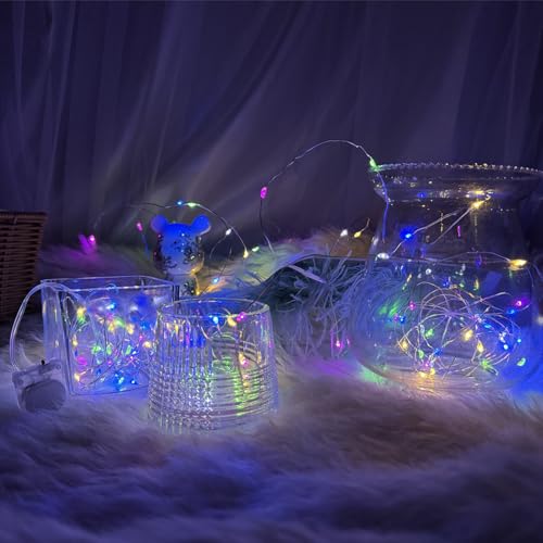 Coloured Fairy Lights CR2450 Battery Operated, 3Pack 3M 30LED Waterproof Copper Wire Fairy String Lights for Indoor Outdoor Lighting, Christmas, Party, Wedding, Bedroom, Jars Bottle Decor(Multicolor)