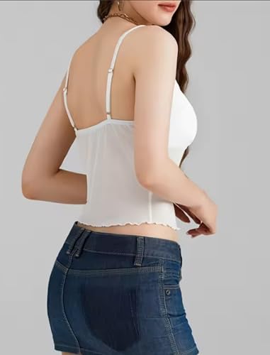 Image of Avidlove Bralettes for Women Mesh Tank Top Slim Y2K Camisole See Through Sheer Bralette Party Club Top