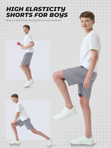 qwe 5-pack boys athletic shorts with pockets dry-fit basketball soccer boys shorts for youth amp kids outdoor
