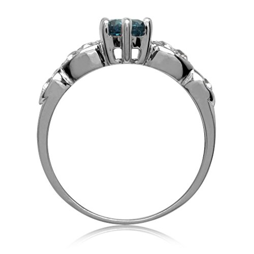 Silvershake 5mm Round Shape White Gold Plated 925 Sterling Silver Engagement Ring3