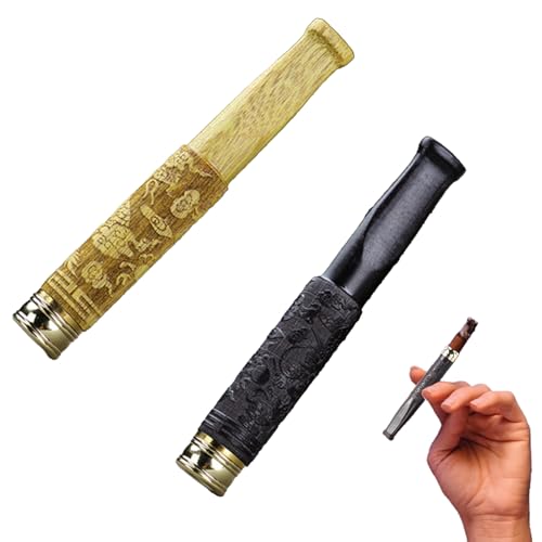 2 Pcs Porte Cigarette Court en Bois Pour Homme et Femme Fume-Motif En Relief, Fin Et Fin, Pour Utilisation Dans de Nombreuses Tailles de Cigarettes