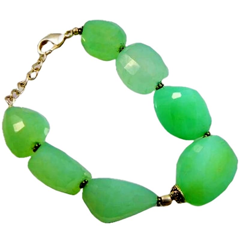 Pulsera de calcedonia con cierre de plata seguro y cuentas de 23mm