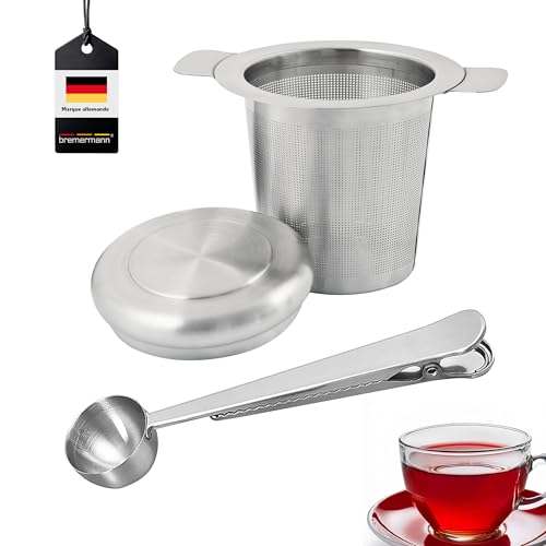 Cuillère à café bremermann avec pince de fermeture et passe-thé en acier inoxydable