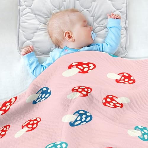 Burbuja Cute Mushrooms Baby Blanket for Boys Girls, Nursery Soft Warm Swaddling Receiving Baby Blankets, 30x40 in Toddler Blanket4