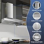 SNDOAS Hotte de portée 30 inch,Hotte de montage mural en acier inoxydable 30 inch,Chimney-Style Évent de poêle avec ductless convertible,Hotte de cuisine avec LED Lumière, contrôle des boutons,3-Speed Hotte d'évent