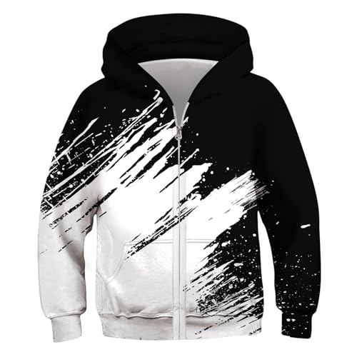 Idgreatim 6-14T Boys Zip Up Hoodies Kids 3D Graphic Hoody Sweatshirt Zipper Pullover with Pockets
