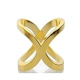 Women's Elegant X Shape Silk Scarf Clip Ring Scarves Buckle Holder for Wedding Party (Gold)