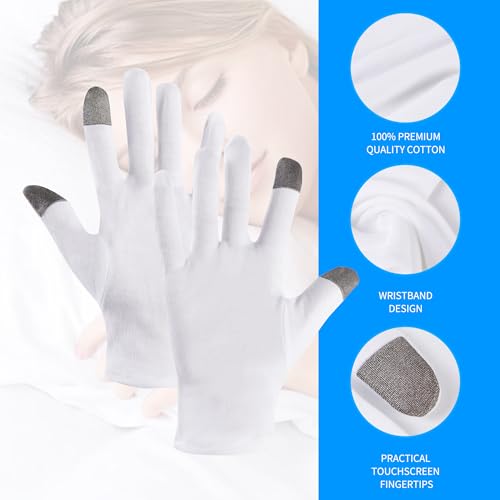 Zfyoung 3 Pairs Touch Screen Moisturizing Gloves,Cotton Moisturizing Gloves Overnight,Cotton Gloves For Dry Hands Sleeping,Eczema Gloves For Women,Repair Rough Cracked Dry Chapped Hands Skinch… thumb #2