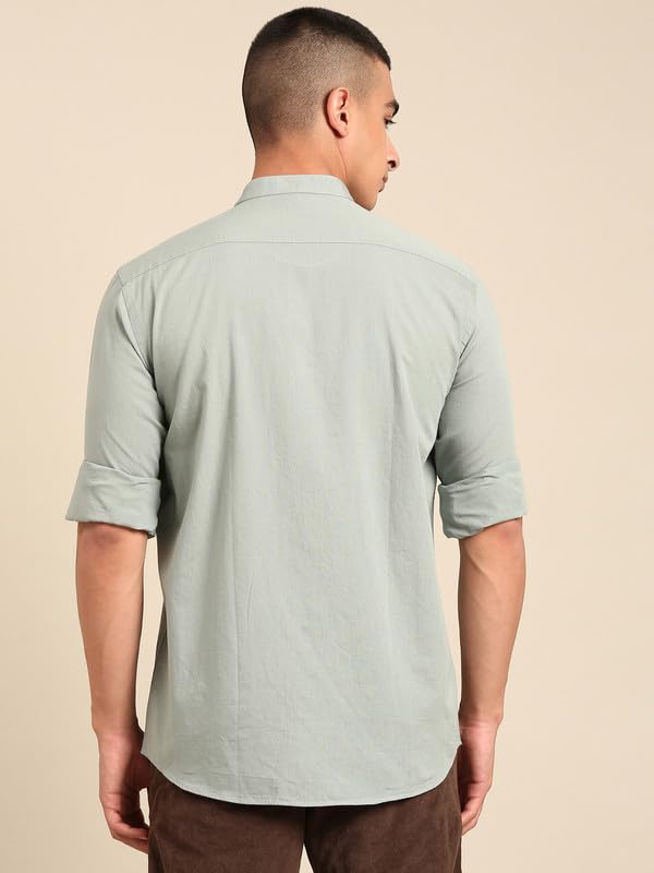 Image of Cavallo by Linen Club Men's Blended Linen Checked Contemporary Fit Full Sleeve Casual Shirt