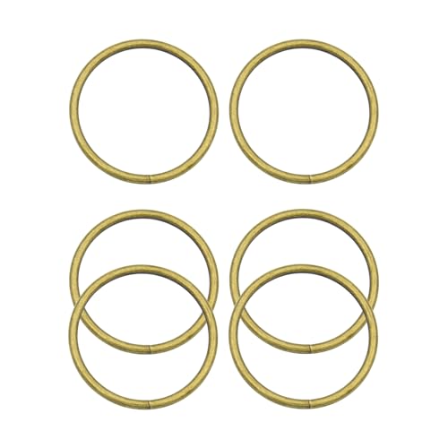 6pcs O Rings 2(50mm) Welded Strong Metal Bronze Multi-Purpose Heavy Duty Round Ring for Pet Collars Hardware Luggage Accessories Buckle Belts Strap Webbing Sewing DIY Craft