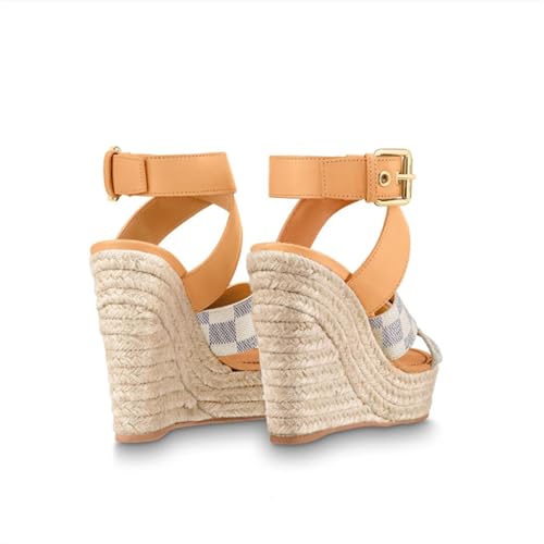 Women's Platform Wedge Sandals Cross Ankle Buckle Strap Espadrille Summer Casual Dress Shoes3